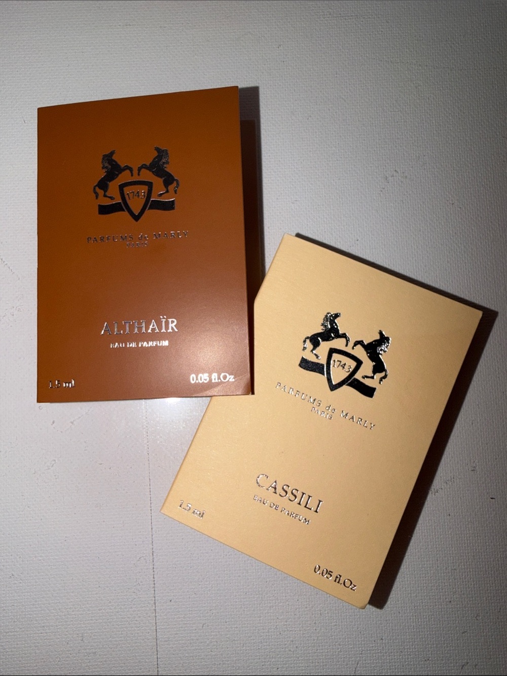 Parfums de Marly Cassili & Altháir Sample Set - Tan and Brown